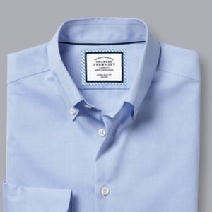 Charles Tyrwrhitt Button-Down Collar Non-Iron Shirt - Sky Blue